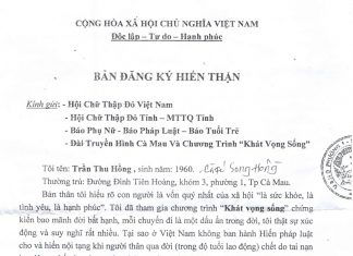 Bức tâm thư hiến thận của một độc giả gời khát vọng sống